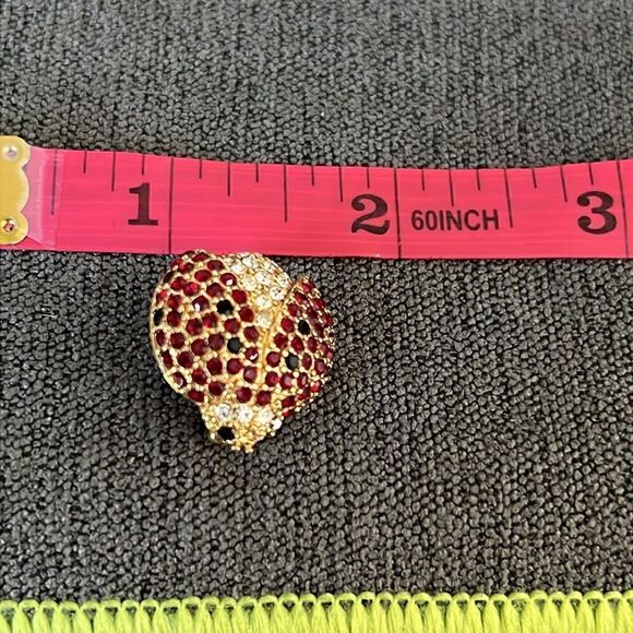 Gorgeous. Vintage Monet Red Rhinestone Ladybug Brooch - Picture 7 of 7